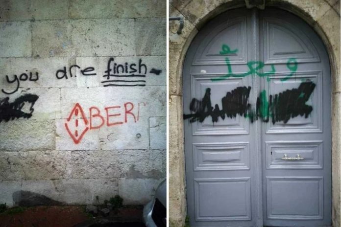 Armenian church in İstanbul vandalized with threatening messages 4