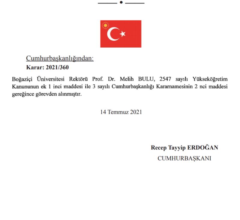 Breaking News: Rector of Boğaziçi University dismissed by Erdogan 2